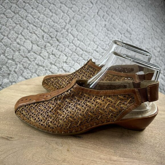 Pikolinos Leather Woven Slip-On Heel mule Sandals Size 41 10.5 / 11 Light Brown - Picture 14 of 15